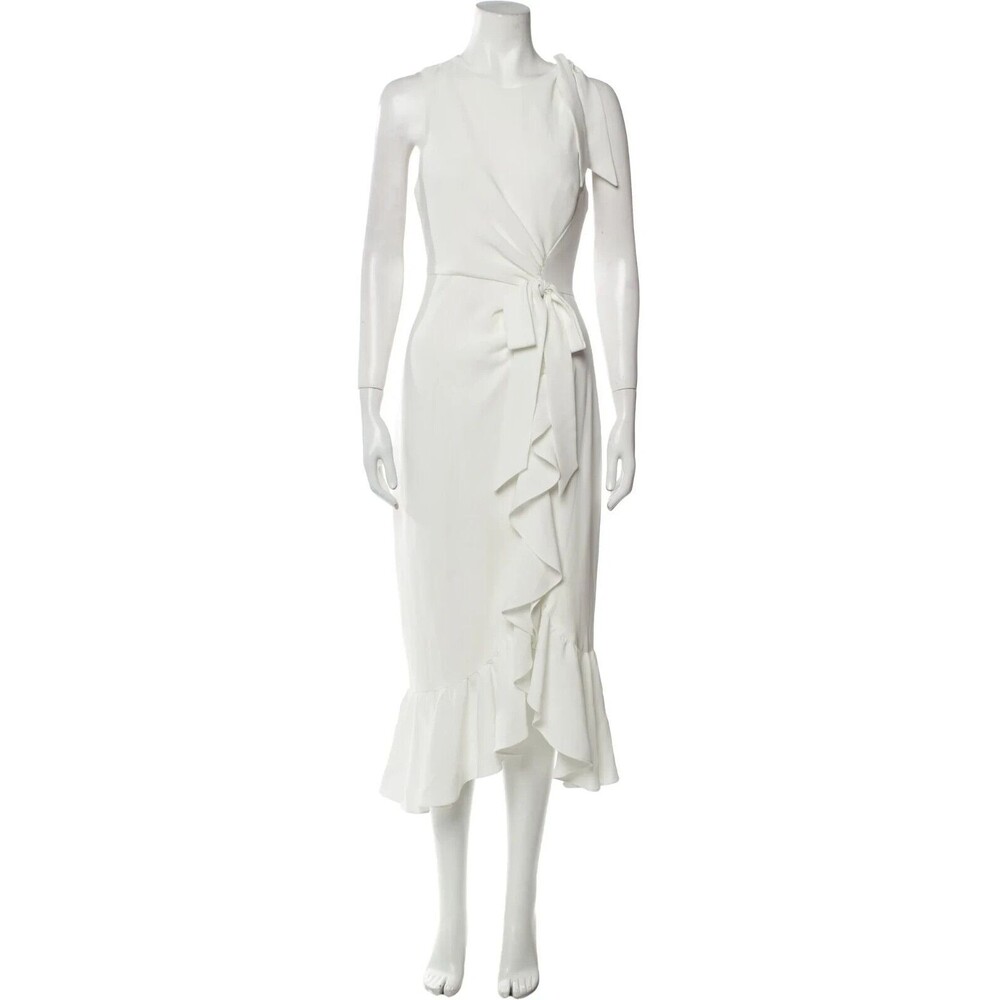 Cinq A Sept Dress Size 0 White Bridal Wedding Rehearsal Dinner Bodycon Ruffle